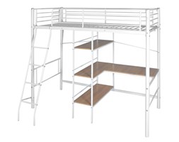 vidaXL Łóżko wysokie z biurkiem 200x90 cm biel i brąz