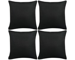 vidaXL Poszewki na poduszki 4 szt. lniane, czarne 50x50 cm