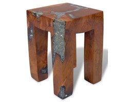 vidaXL Taboret na 4 nóżkach z drewna tekowego i żywicy 30x30x40 cm