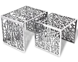 vidaXL 2-częściowy stolik boczny kwadratowy z aluminium, srebrny