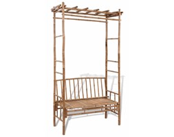 vidaXL Ławka ogrodowa z pergolą, 130 cm, bambusowa