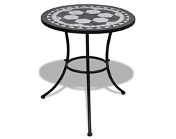 vidaXL Stolik mozaikowy 60 cm czarno-biały