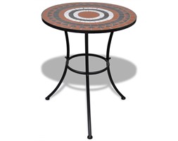 vidaXL Stolik mozaikowy 60 cm terracotta / biały