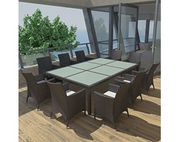 vidaXL 11-cz. zestaw mebli ogrodowych z poduszkami, rattan PE, czarny