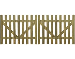 vidaXL Brama do płotu, 2 elementy, 300x120 cm, impregnowane drewno FSC