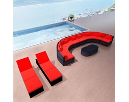 vidaXL Zestaw mebli ogrodowych sofa i leżaki, rattan PE, czerwone