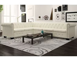 vidaXL Sofa Chesterfield sześcioosobowa biała, sztuczna skóra