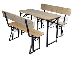 vidaXL Stół biesiadny z 2 ławkami, 118 cm, składane