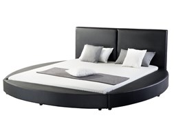 Nowoczesne łóżko skórzane czarne - 180x200cm - ze stelażem - LAVAL