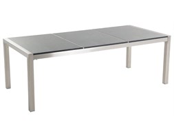 Stół szary polerowany ze stali nierdzewnej 220cm - granitowy blat - dzielona płyta - GROSSETO