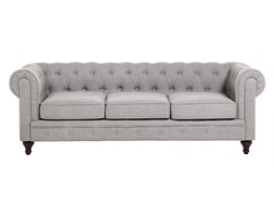 Sofa trzyosobowa tapicerowana jasnoszara CHESTERFIELD