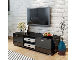 vidaXL Szafka pod TV na wysoki połysk czarna 140x40.3x34.7 cm