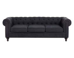 Sofa trzyosobowa tapicerowana grafitowa CHESTERFIELD