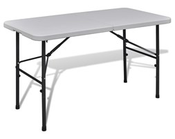vidaXL Stół kempingowy biały (122 cm) wykonany z HDPE