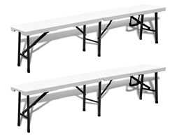 vidaXL Składane ławki ogrodowe, 2 szt., 180 cm, HDPE, białe
