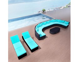 vidaXL Zestaw mebli ogrodowych sofa i leżaki, rattan PE, niebieskie