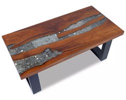 vidaXL Stolik kawowy z drewna tekowego i żywicy, okrągły 100x50 cm