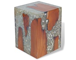 vidaXL Taboret z drewna tekowego i żywicy 30x30x40 cm