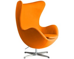 Pomarańczowy Fotel JAJO Wełna Naturalna Inspirowany Projektem Egg Chair