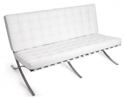 Biała Sofa dwuosobowa Skóra Naturalna Inspirowana Projektem Barcelona