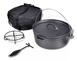 vidaXL Kociołek, garnek żeliwny 11,3 l + akcesoria