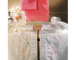 Komplet ręczników Tac - Big Flowers - 3 szt. - biały waniliowy różowy