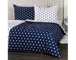4Home pościel bawełniana Stars Navy blue, 220 x 200 cm, 2 szt. 70 x 90 cm, 220 x 200 cm, 2 szt. 70 x 90 cm