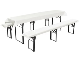 vidaXL Kremowy pokrowiec na stół i 2 miękkie pokrowce na ławki 240 x 90 cm