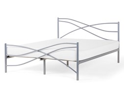 Łóżko srebrne - 160 x 200 cm - metalowe - ze stelażem - VELA