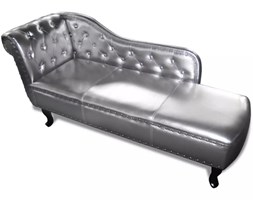 vidaXL Leżanka Chesterfield, srebrna