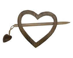 Dekoracja na zasłonę Antic Line Heart Wooden