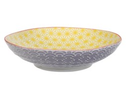 Fioletowo-żółty talerz porcelanowy na makaron Tokyo Design Studio Star/Wave