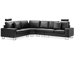 Sofa narożna prawostronna skórzana czarna STOCKHOLM