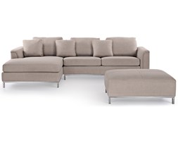 Sofa beżowa - sofa narożna P - tapicerowana - sofa z pufą - OSLO