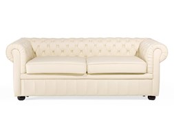 Sofa skórzana kremowa CHESTERFIELD