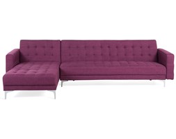 Sofa prawostronna fioletowa tapicerowana rozkładana ABERDEEN