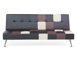 Sofa czarna - rozkładana - patchwork - wersalka - ekoskóra - OLSKER