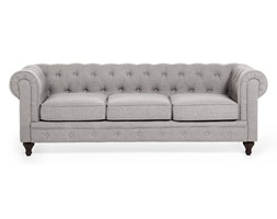 Sofa trzyosobowa tapicerowana jasnoszara CHESTERFIELD