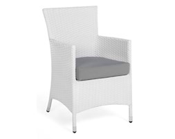 Krzesło ogrodowe rattan białe poducha szara ITALY