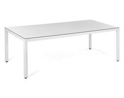 Stół ogrodowy biały - 220 cm - meble ogrodowe - rattan - szkło - ITALY