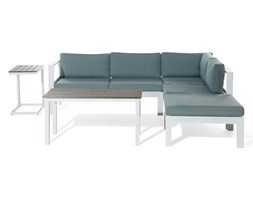 Meble ogrodowe białe - tarasowe - stół + sofa + podnóżek - MESSINA