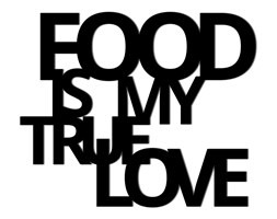 Napis 3D na ścianę dekoracyjny DekoSign FOOD IS MY TRUE LOVE czarny kod: FIMT1-1