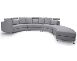 Półokrągła sofa tapicerowana - jasnoszara - tkanina obiciowa - ROTUNDE