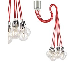 LAMPA wisząca MORE 10370911 Kaspa dekoracyjna OPRAWA metalowa retro żarówka BULB kable przewody czerwony