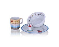 Zastawa porcelanowa, komplet śniadaniowy Roboty -4el.