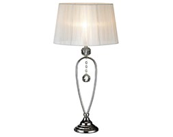 Markslojd lampa stołowa Christinehof 102047 chrom biały abażur kryształ RABAT -15% w koszyku
