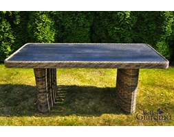 Duży stół ogrodowy okrągły technorattan 200 x 100 cm