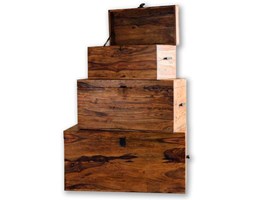Zestaw 3 skrzyń PU Brown Palisander