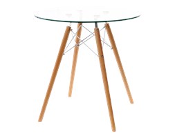 Stół Eames Glass średnica 70 cm ze szklanym blatem