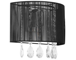 Kinkiet LAMPA ścienna ESSENCE A9262/1 Italux abażurowa OPRAWA glamour kryształki crystal mgła organza czarna